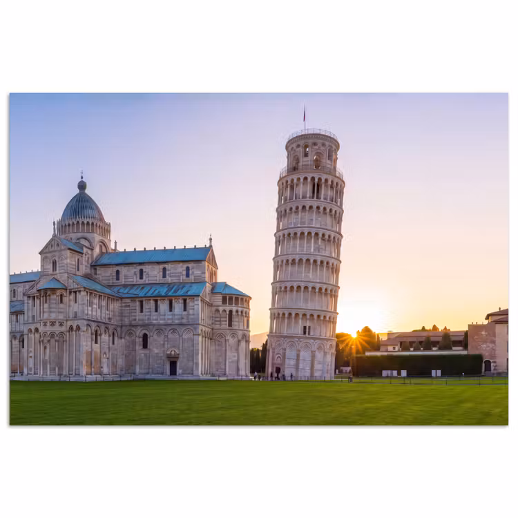 Architectuur - Toren - Pisa - Italië - Zonsondergang poster papier klein -3d