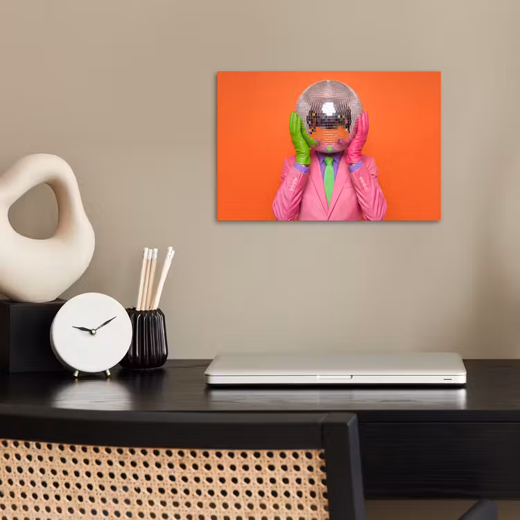 Kunst - Disco bal - Kleurrijk - Modern - Studio poster papier klein -sfeer1