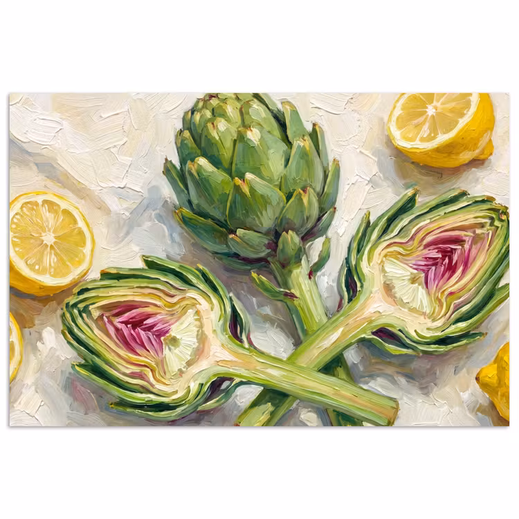 Poster - Artichoke - Lemon - Food - Artisjok - Citroen - Eten poster papier klein