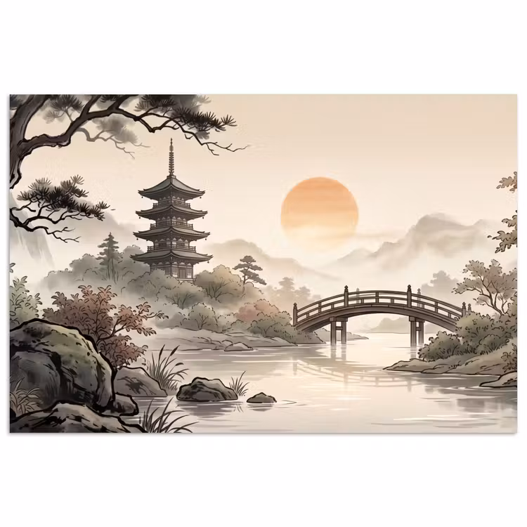 Azië - Landschap - Kleurrijk poster papier klein -3d