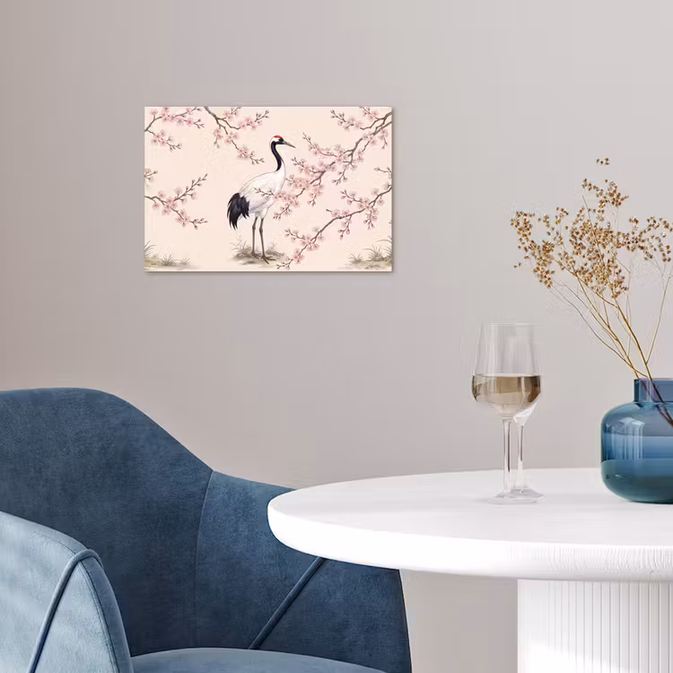 Aziatisch - Kraanvogel - Beige poster papier klein -sfeer3
