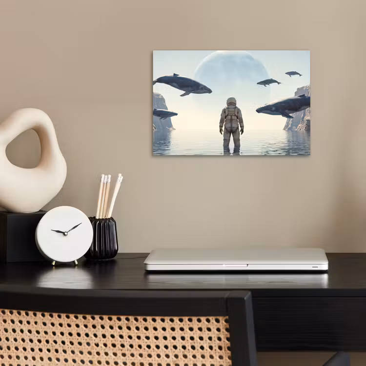 Poster - Astronaut - Whale - Fantasy - Ruimtevaarder - Walvis - Fantasie poster papier klein