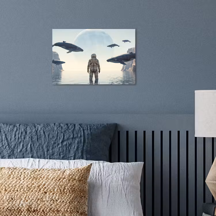 Poster - Astronaut - Whale - Fantasy - Ruimtevaarder - Walvis - Fantasie poster papier klein