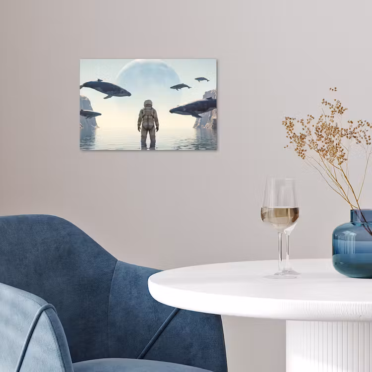 Poster - Astronaut - Whale - Fantasy - Ruimtevaarder - Walvis - Fantasie poster papier klein