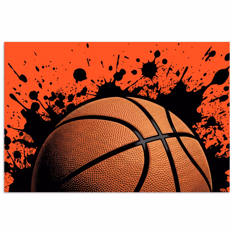 Basketbal - Verf - Sport - Oranje poster papier klein -3d