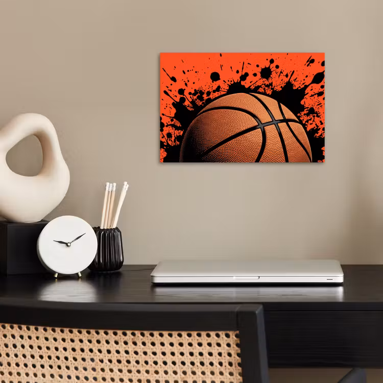 Basketbal - Verf - Sport - Oranje poster papier klein -sfeer1