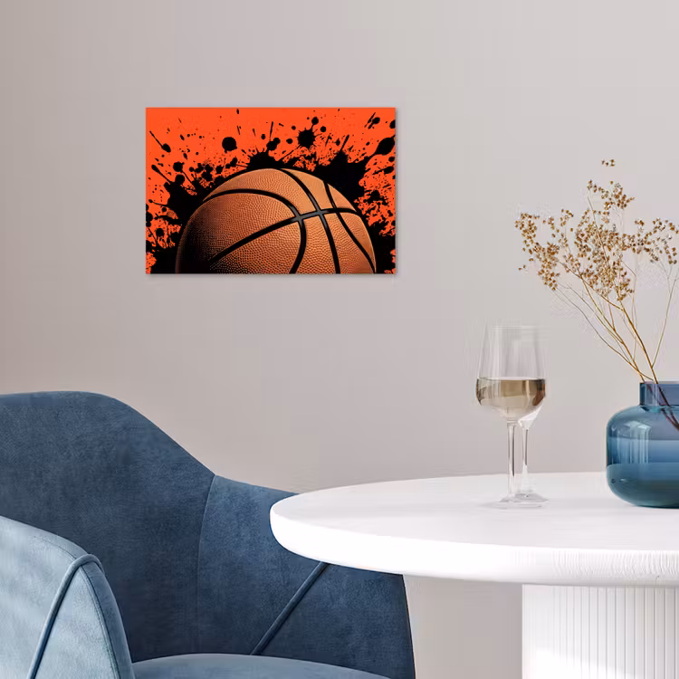 Basketbal - Verf - Sport - Oranje poster papier klein -sfeer3