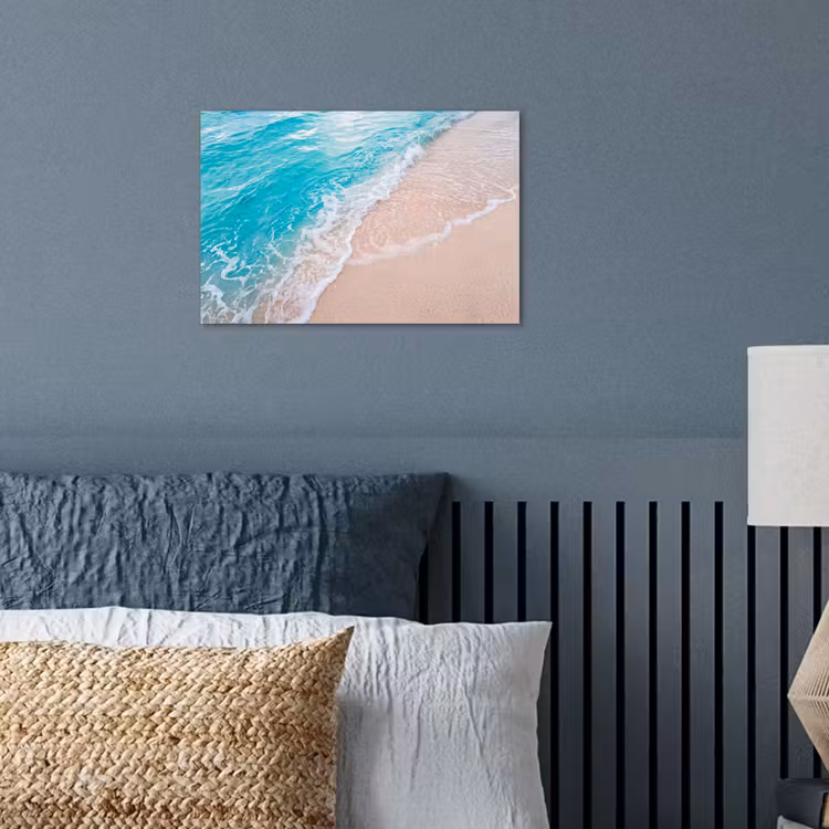 Strand - Zee - Golf - Natuur - Blauw poster papier klein -sfeer2