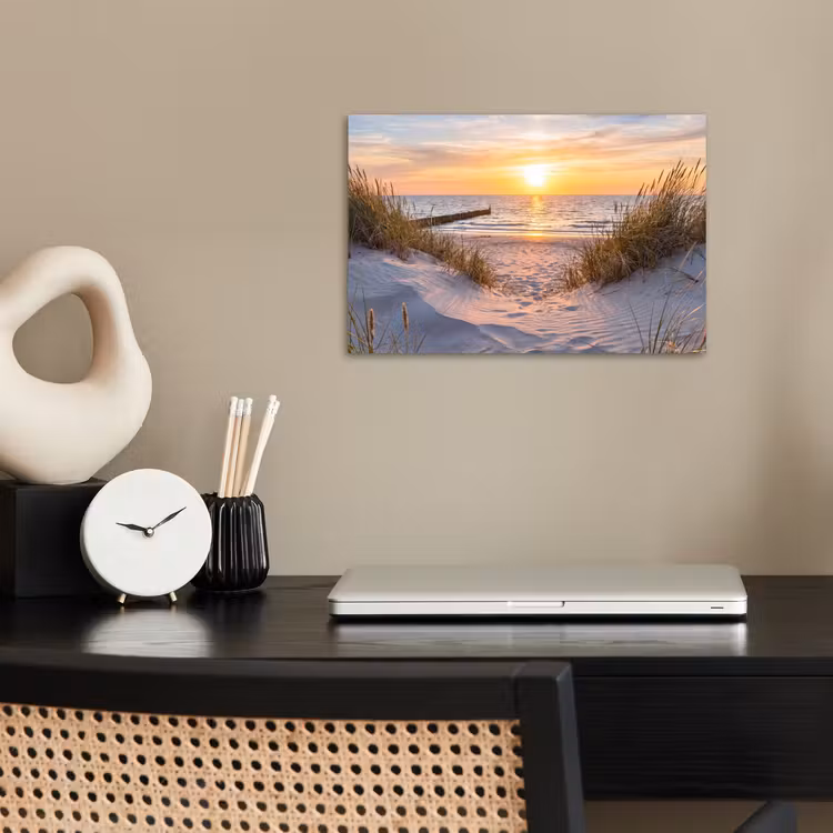 Strand - Zonsondergang - Natuur - Landschap poster papier klein -sfeer1