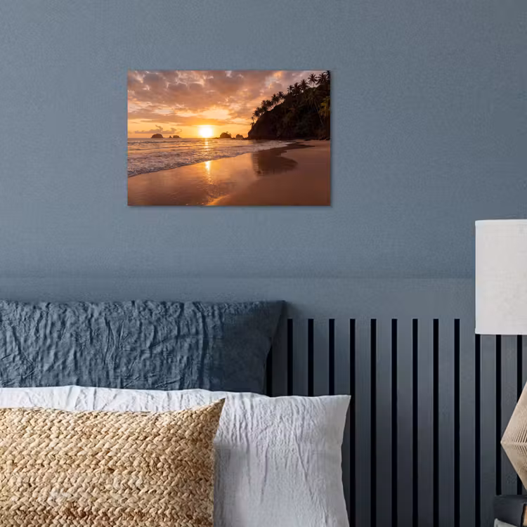 Strand - Zonsondergang - Natuur - Tropisch - Oranje poster papier klein -sfeer2