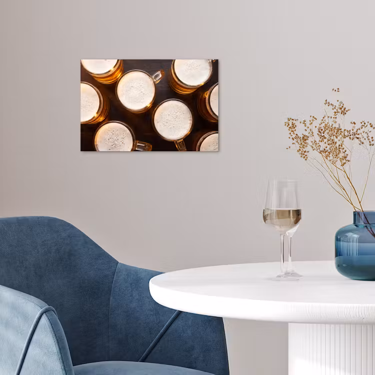 Bier - Glazen - Schuim - Hout - Drank poster papier klein -sfeer3