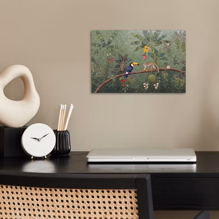 Vogel - Dier - Jungle - Mozaïek - Natuur poster papier klein -sfeer1