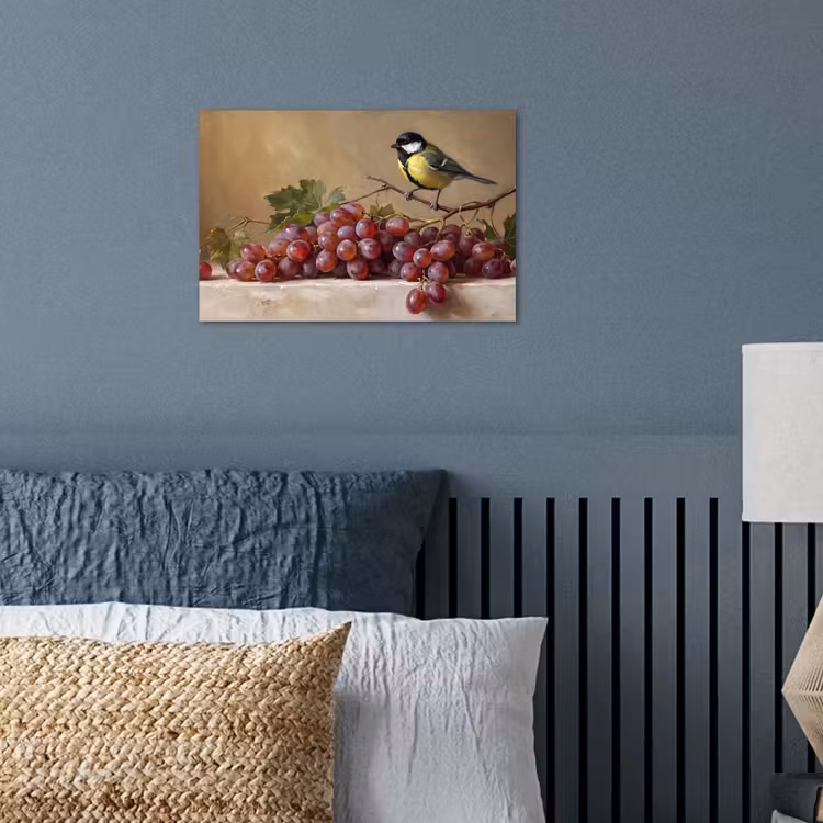 Poster - Bird - Grapes - Still Life - Vogel - Druiven - Stilleven poster papier klein