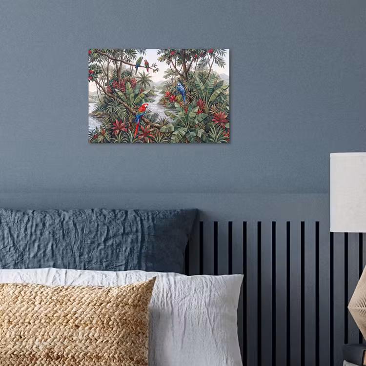 Vogel - Jungle - Natuur - Mozaïek - Groen poster papier klein -sfeer2