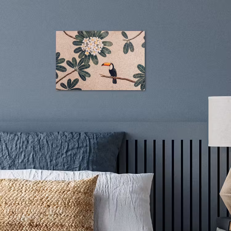 Vogel - Mozaïek - Tropisch - Natuur - Kleurrijk poster papier klein -sfeer2