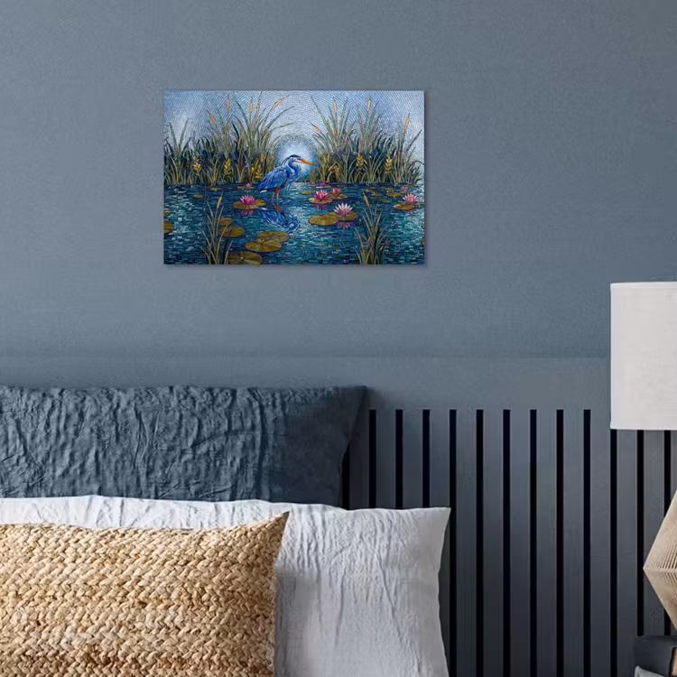 Vogel - Water - Natuur - Abstract - Blauw poster papier klein -sfeer2