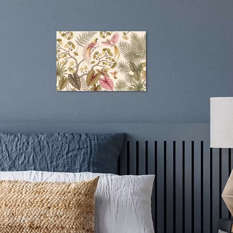 Vogels - Tropisch - Botanisch - Roze poster papier klein -sfeer2