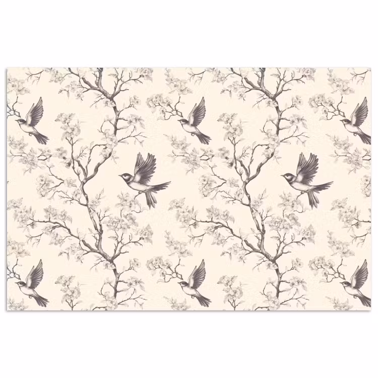 Takken - Vogels - Beige poster papier klein 62 -3d