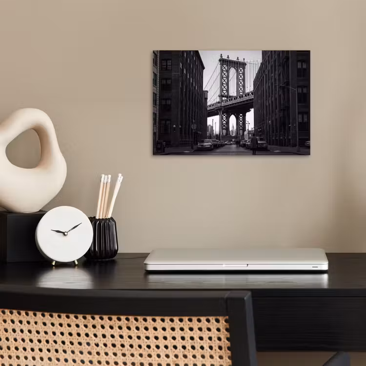 Brug - Stad - Architectuur - Modern - Zwart-wit poster papier klein -sfeer1