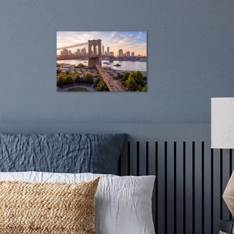 Brug - Rivier - Stad - Zonsondergang - Architectuur poster papier klein -sfeer2
