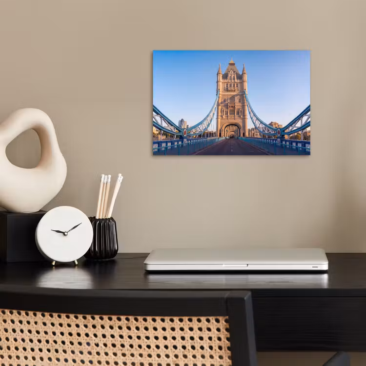 Brug - Toren - Architectuur - Klassiek - Blauw poster papier klein -sfeer1