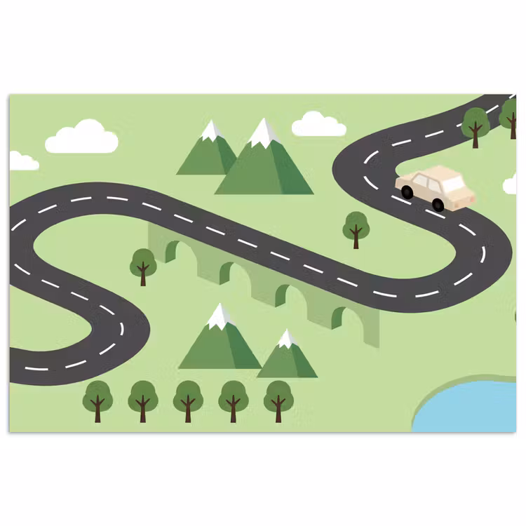 Auto - Bergweg - Natuur - Illustratie poster papier klein -3d