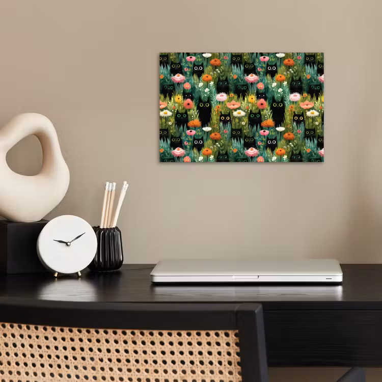 Katten - Bloemen - Kleurrijk poster papier klein 62 -sfeer1