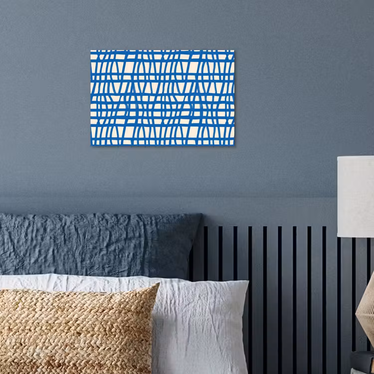 Ruitpatroon - Blauw - Crème poster papier klein 62 -sfeer2