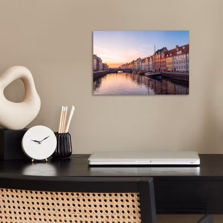Stad - Gracht - Zonsondergang - Klassiek - Kleurrijk poster papier klein -sfeer1