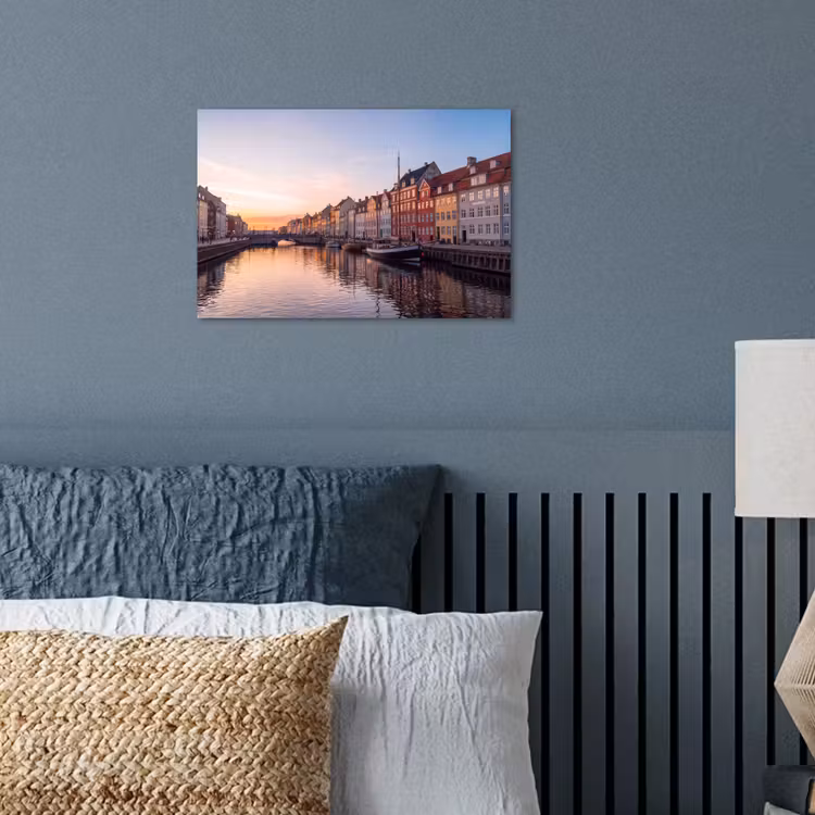 Stad - Gracht - Zonsondergang - Klassiek - Kleurrijk poster papier klein -sfeer2