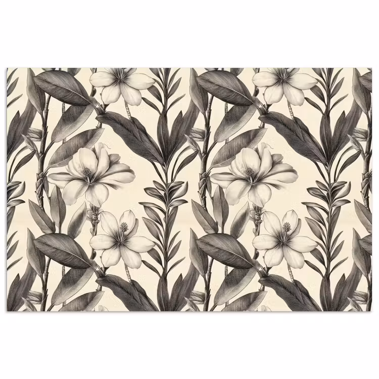 Klassiek - Botanisch - Zwart - Beige poster papier klein 62 -3d