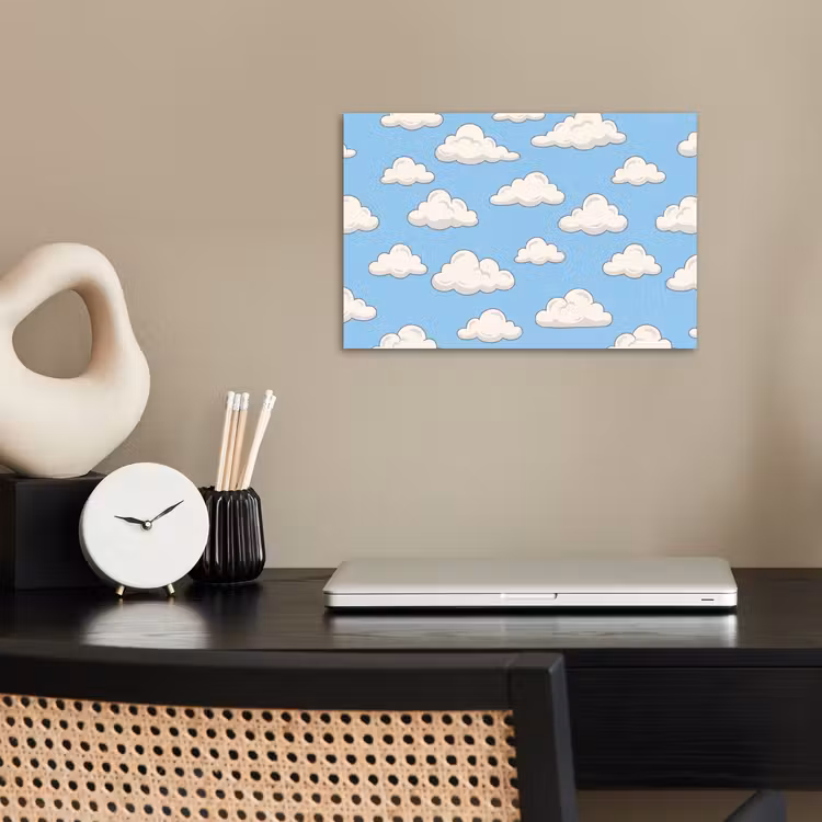Wolk - Cartoon - Lucht - Blauw - Wit poster papier klein -sfeer1