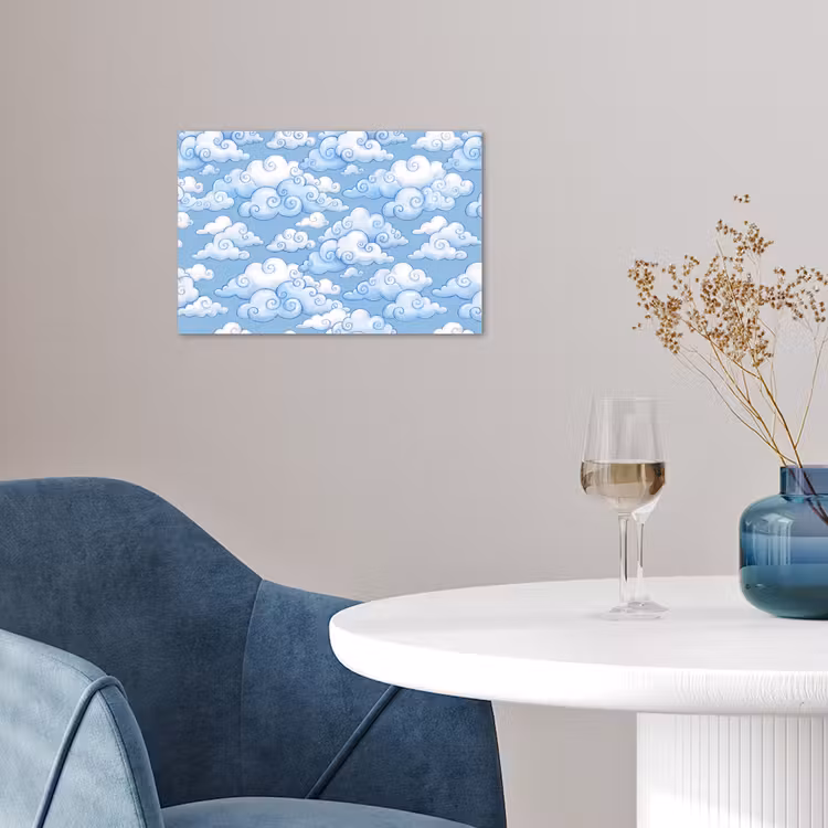 Wolken - Patroon - Hemel - Illustratie - Wit poster papier klein -sfeer3