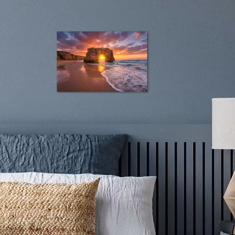 Kust - Rots - Zonsondergang - Zee - Natuur poster papier klein -sfeer2