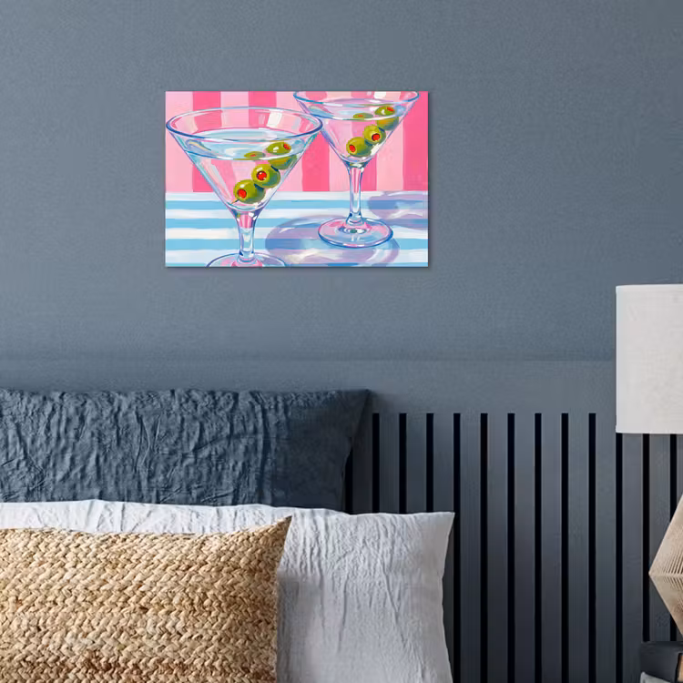 Cocktail - Olijven - Kunst - Modern - Roze poster papier klein -sfeer2