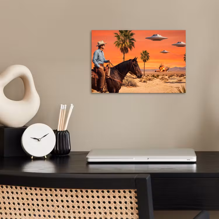 Poster - Cowboy - Horse - Desert - Cowboy - Paard - Woestijn poster papier klein