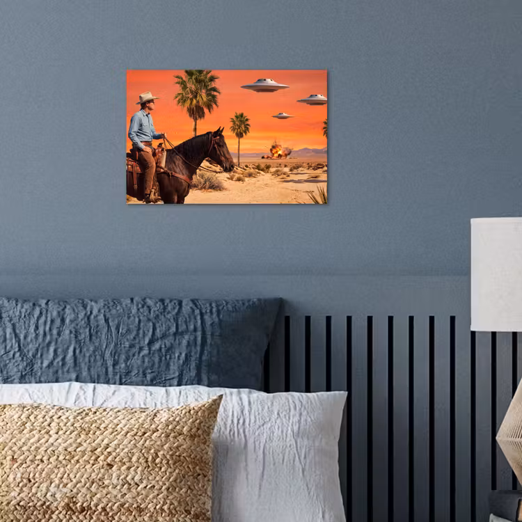 Poster - Cowboy - Horse - Desert - Cowboy - Paard - Woestijn poster papier klein