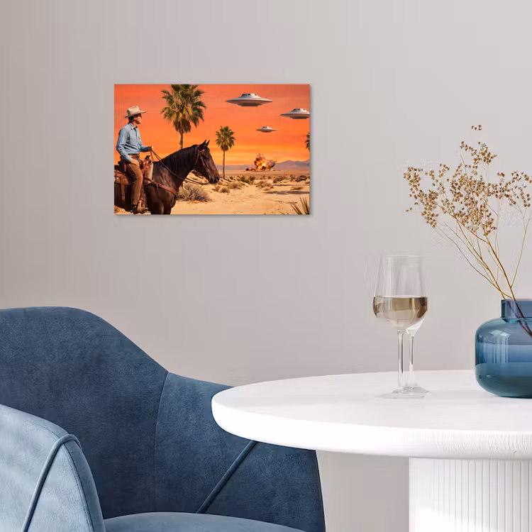 Poster - Cowboy - Horse - Desert - Cowboy - Paard - Woestijn poster papier klein