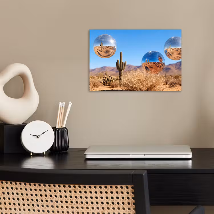 Poster - Desert - Mirror Ball - Art - Woestijn - Spiegelbal - Kunst poster papier klein