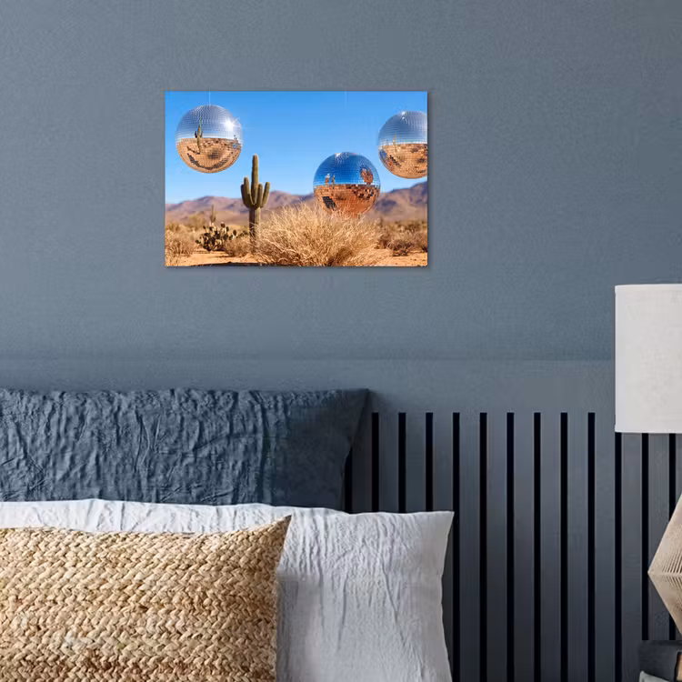 Poster - Desert - Mirror Ball - Art - Woestijn - Spiegelbal - Kunst poster papier klein