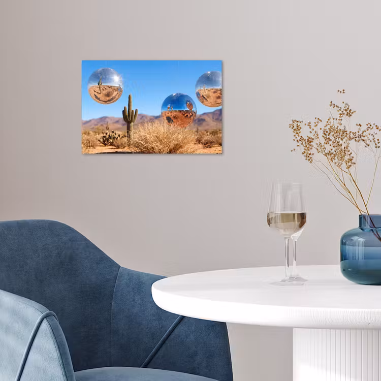 Poster - Desert - Mirror Ball - Art - Woestijn - Spiegelbal - Kunst poster papier klein