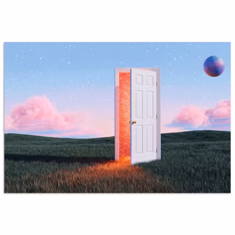 Poster - Door - Fantasy - Space - Deur - Fantasie - Ruimte poster papier klein