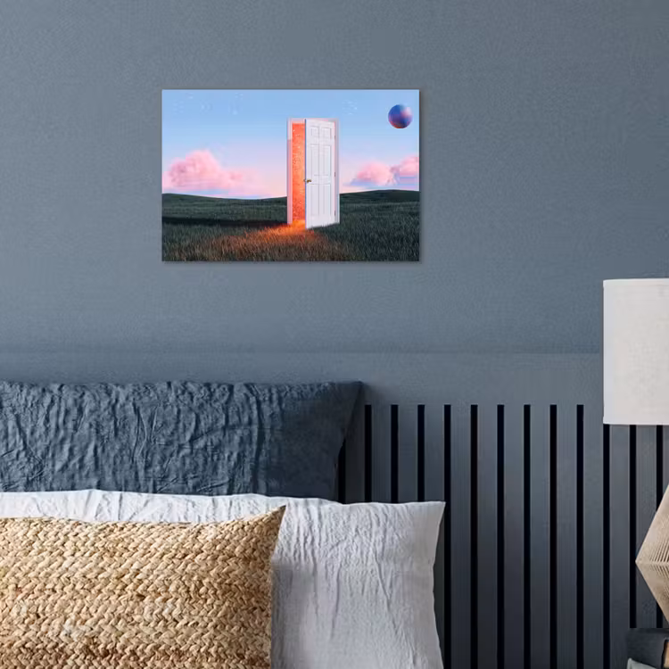 Poster - Door - Fantasy - Space - Deur - Fantasie - Ruimte poster papier klein
