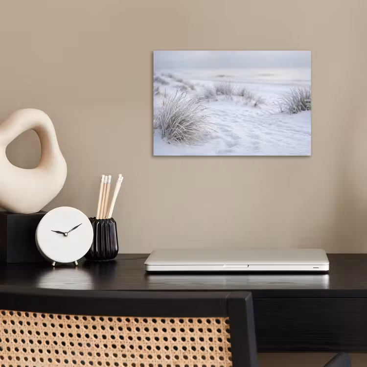 Duinen - Sneeuw - Strand - Winter - Serene poster papier klein -sfeer1