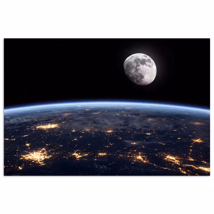 Poster - Earth - Night - Space - Aarde - Nacht - Ruimte poster papier klein