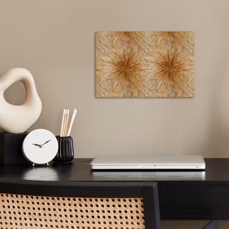 Explosie - Abstract - Goud - Wit poster papier klein 62 -sfeer1
