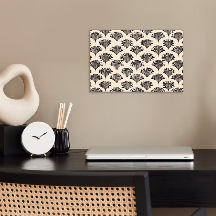 Waaiers - Botanisch - Zwart - Beige poster papier klein 62 -sfeer1