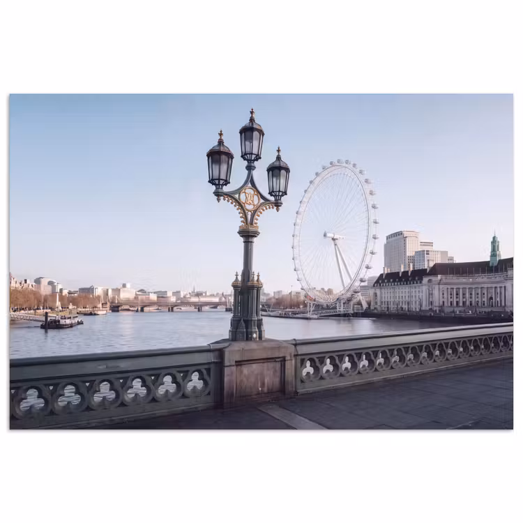 Reuzenrad - Londen - Stad - Architectuur - Brug poster papier klein -3d