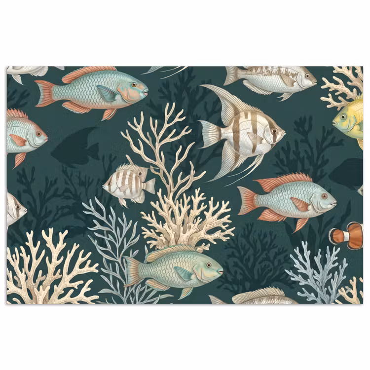 Vis - Koraal - Onderwater - Illustratie poster papier klein -3d