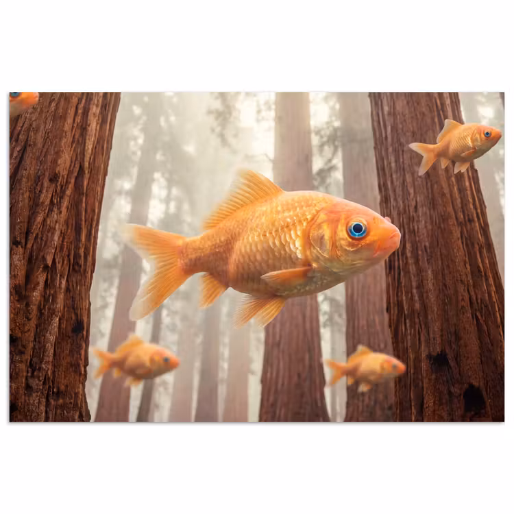Poster - Fish - Forest - Fantasy - Vis - Bos - Fantasie poster papier klein